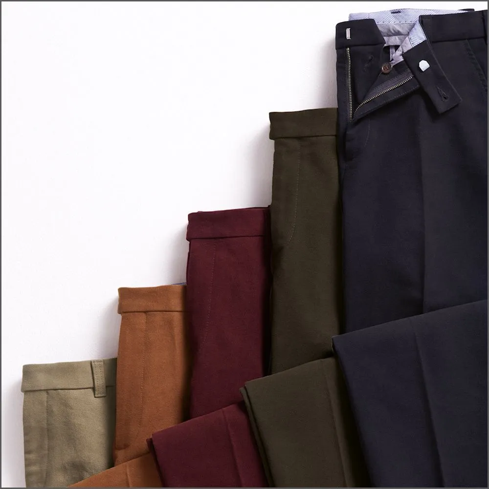 Brook Taverner Navy Kerswell Moleskin Trousers--