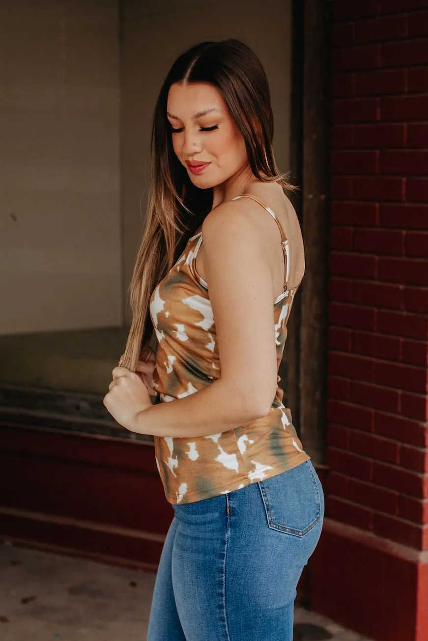 Brown and White Cowprint Sleeveless Tank