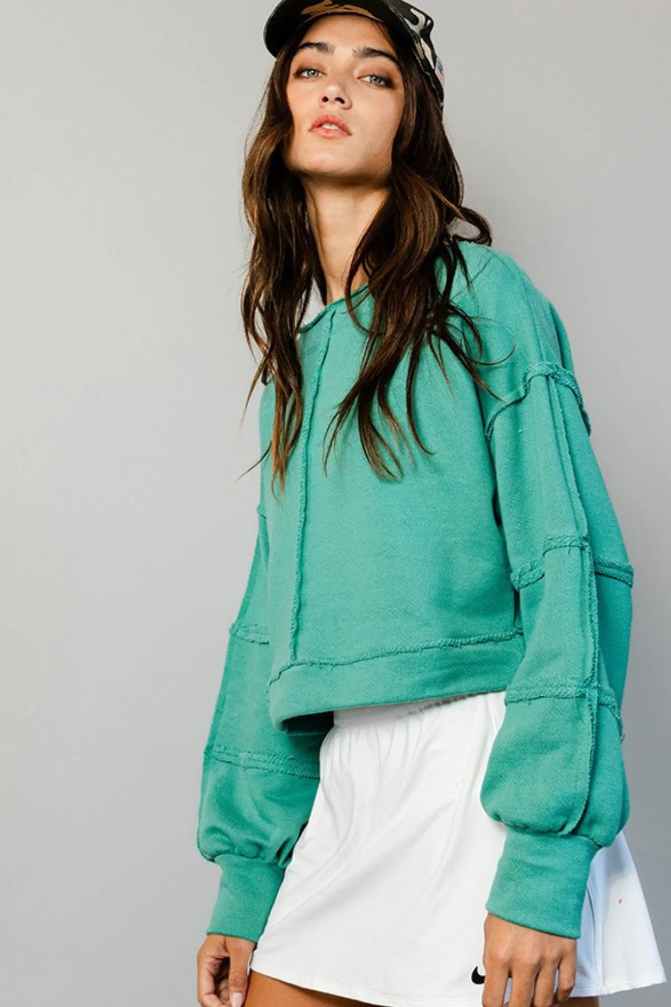 Bucket List: Cropped Sweatshirt in Green