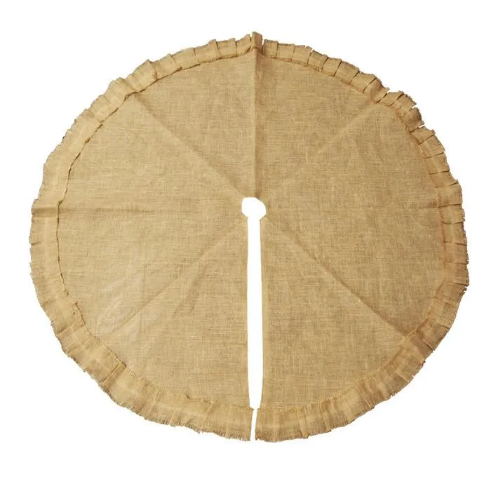 Burlap Tree Skirt Round Ruffled Edge, Natural, 48-Inch