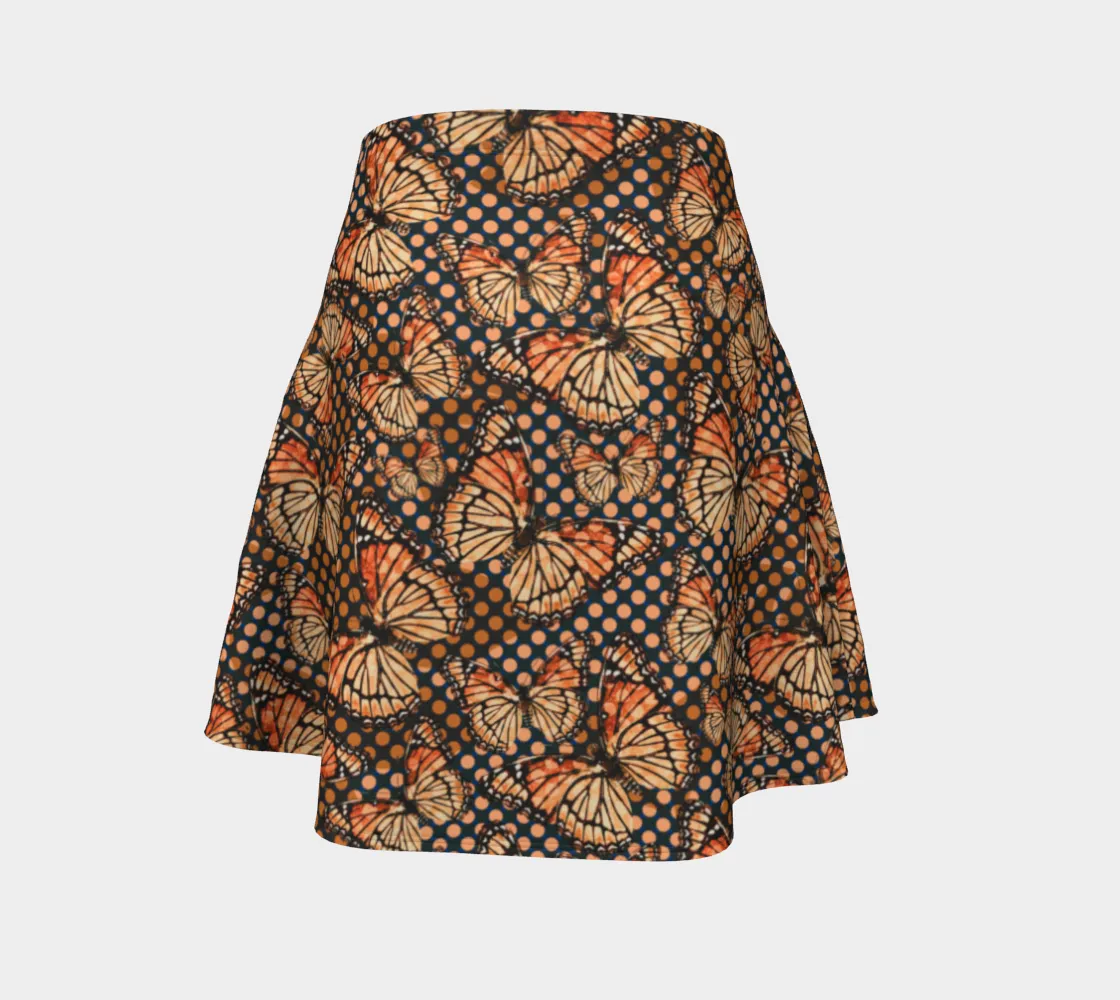 Butterfly Print Flare Skirt