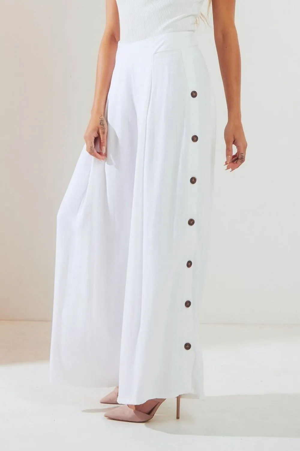 Buttons Seam Wide Leg