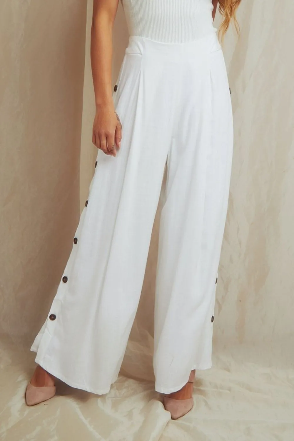 Buttons Seam Wide Leg