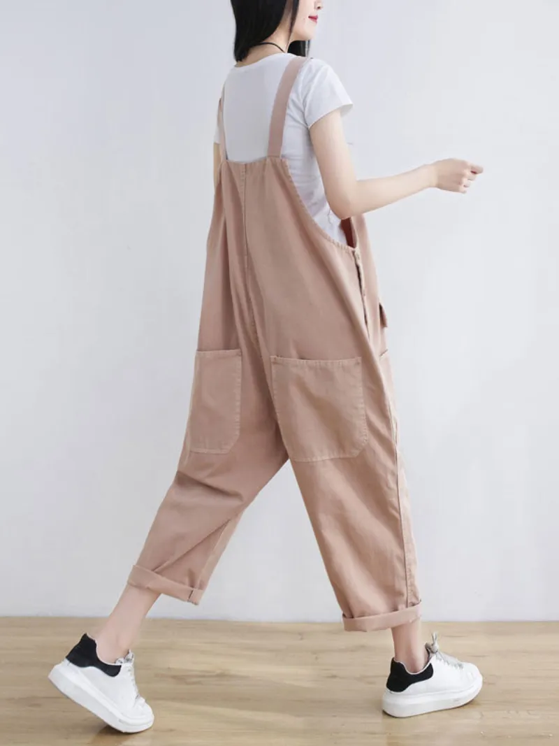 Call Me Crazy Cotton Cropped Overall Dungarees