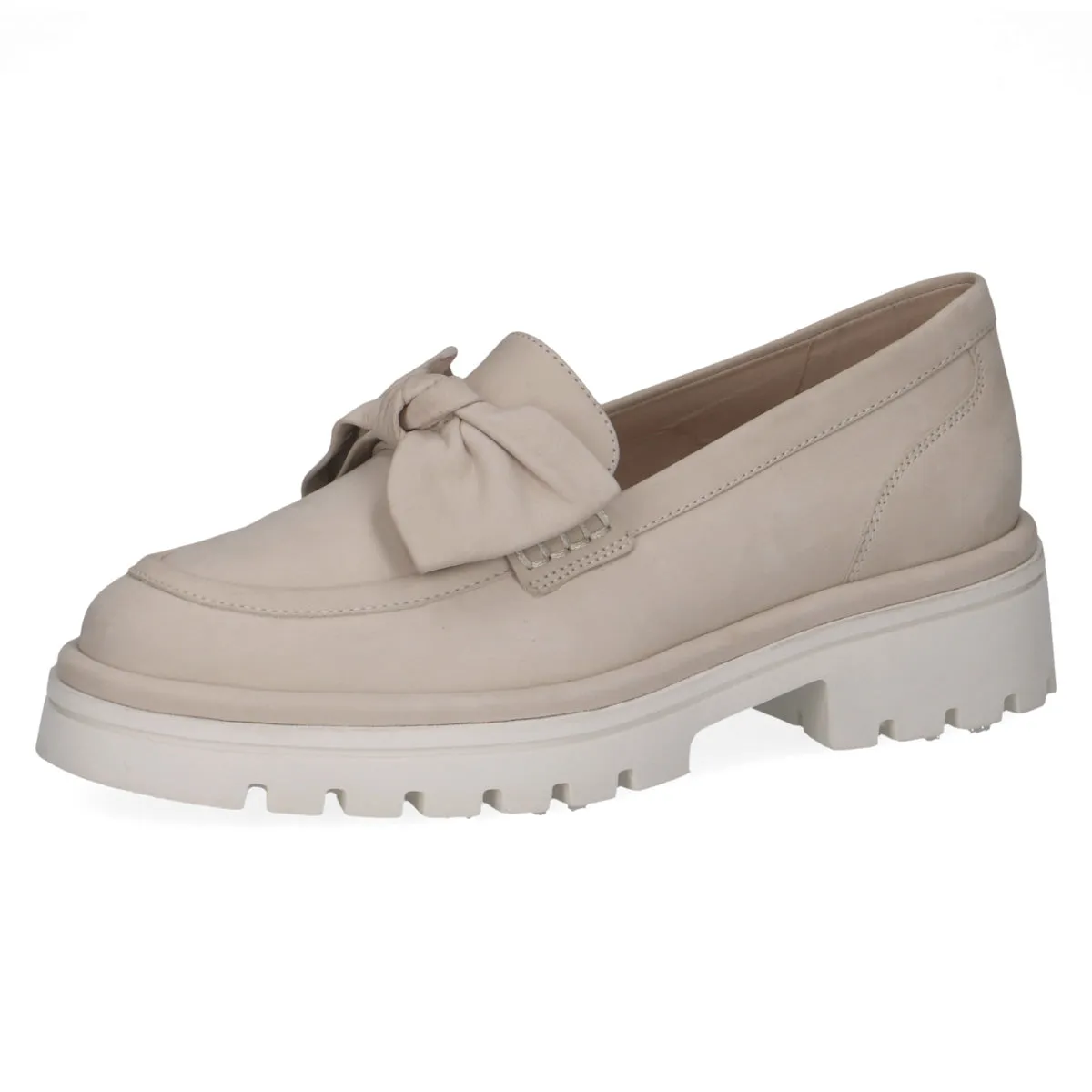 Caprice Beige Loafer with Bow Detail and Chunky Sole