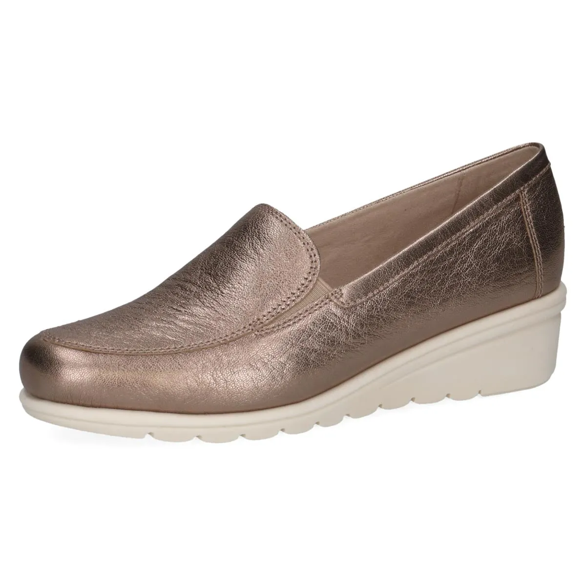 Caprice Bronze Leather Wedge Slip-On