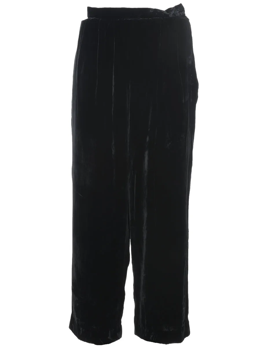 Casual Black Velvet Trousers - W27 L26