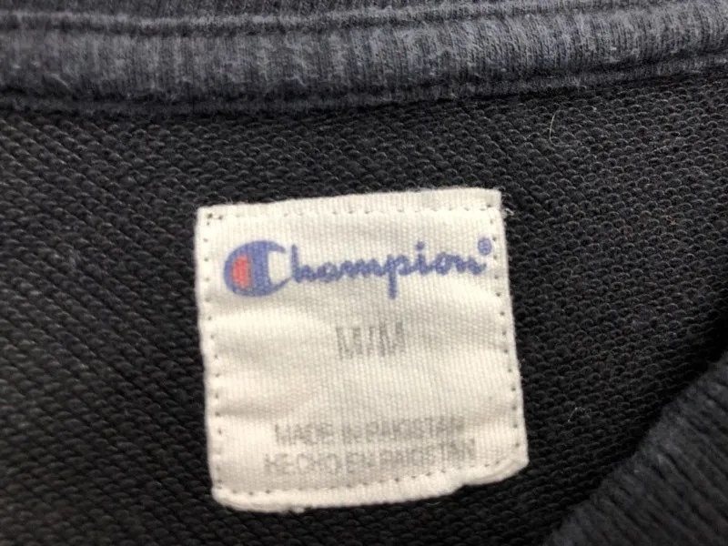 Champion Sweatshirt Mens Medium Black Pullover Sweater Embroidred Logo Workwear