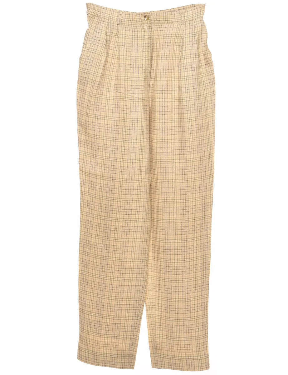 Checked Pale Yellow Tapered Trousers - W28 L32