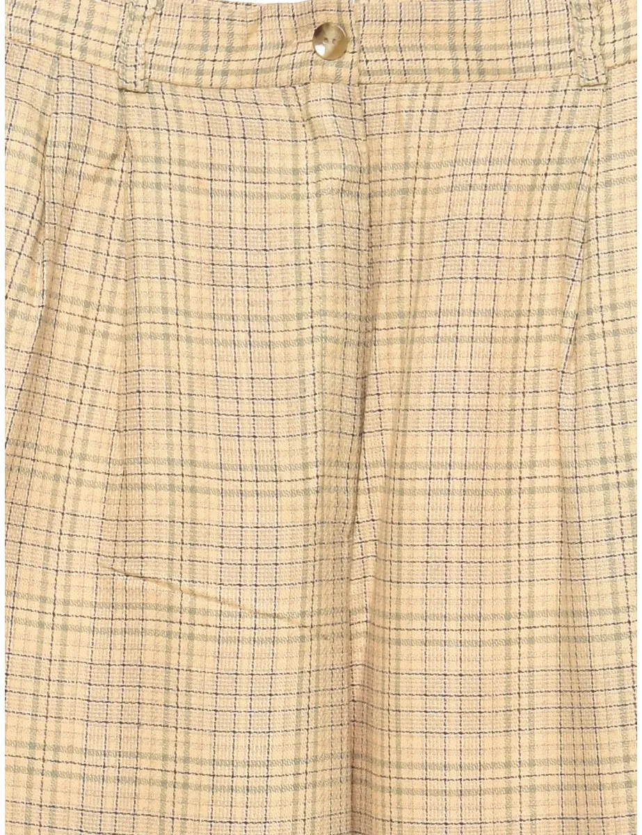 Checked Pale Yellow Tapered Trousers - W28 L32