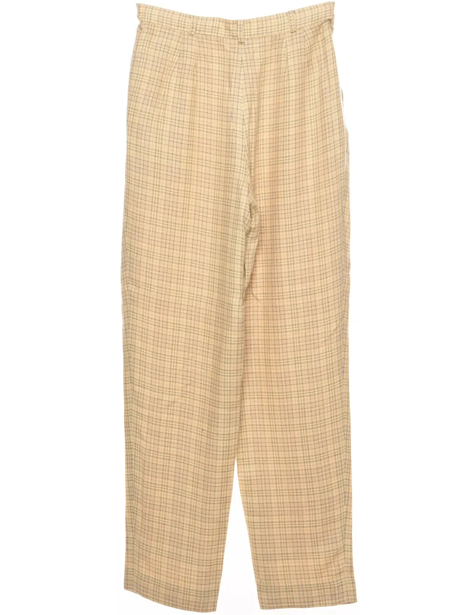 Checked Pale Yellow Tapered Trousers - W28 L32