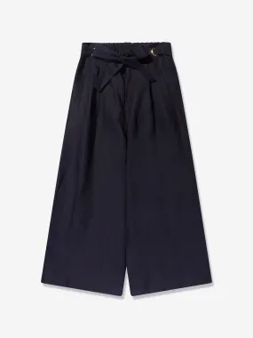 Chloé Girls Linen Trousers in Navy