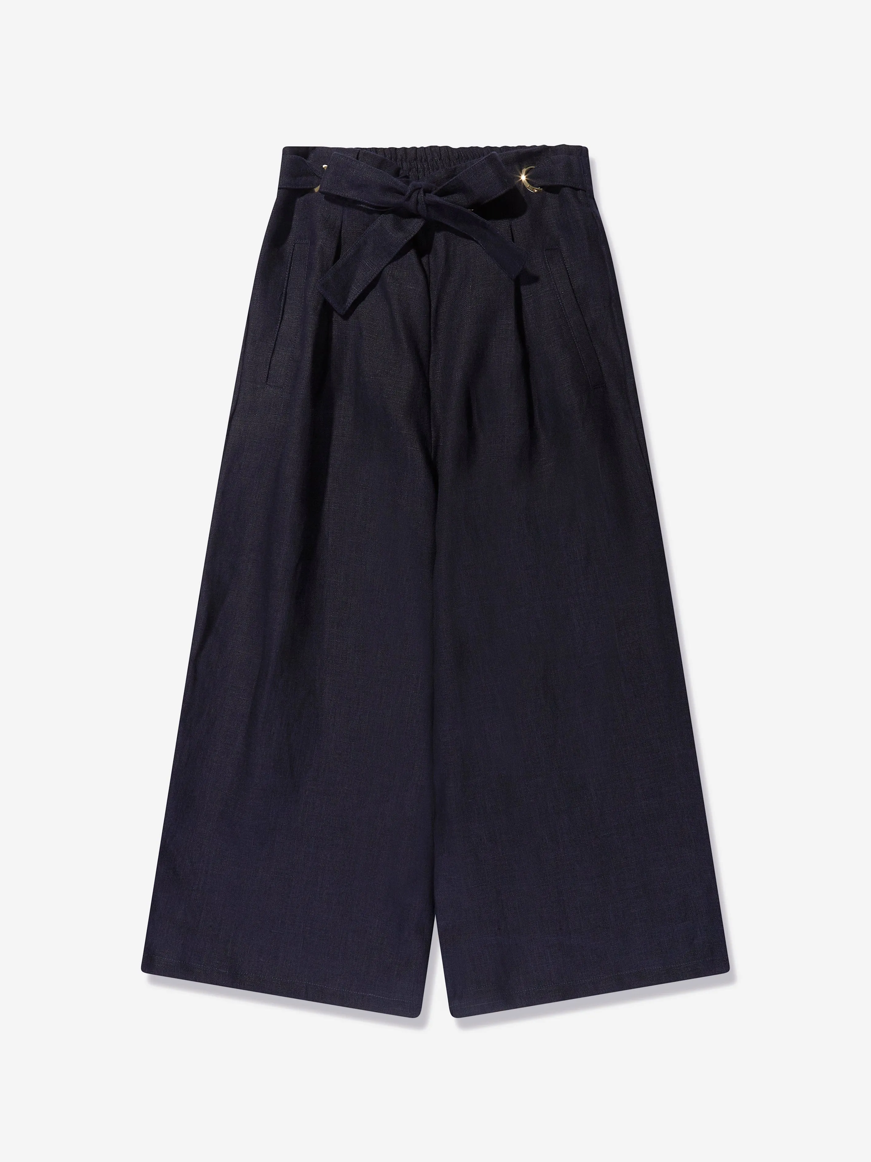 Chloé Girls Linen Trousers in Navy