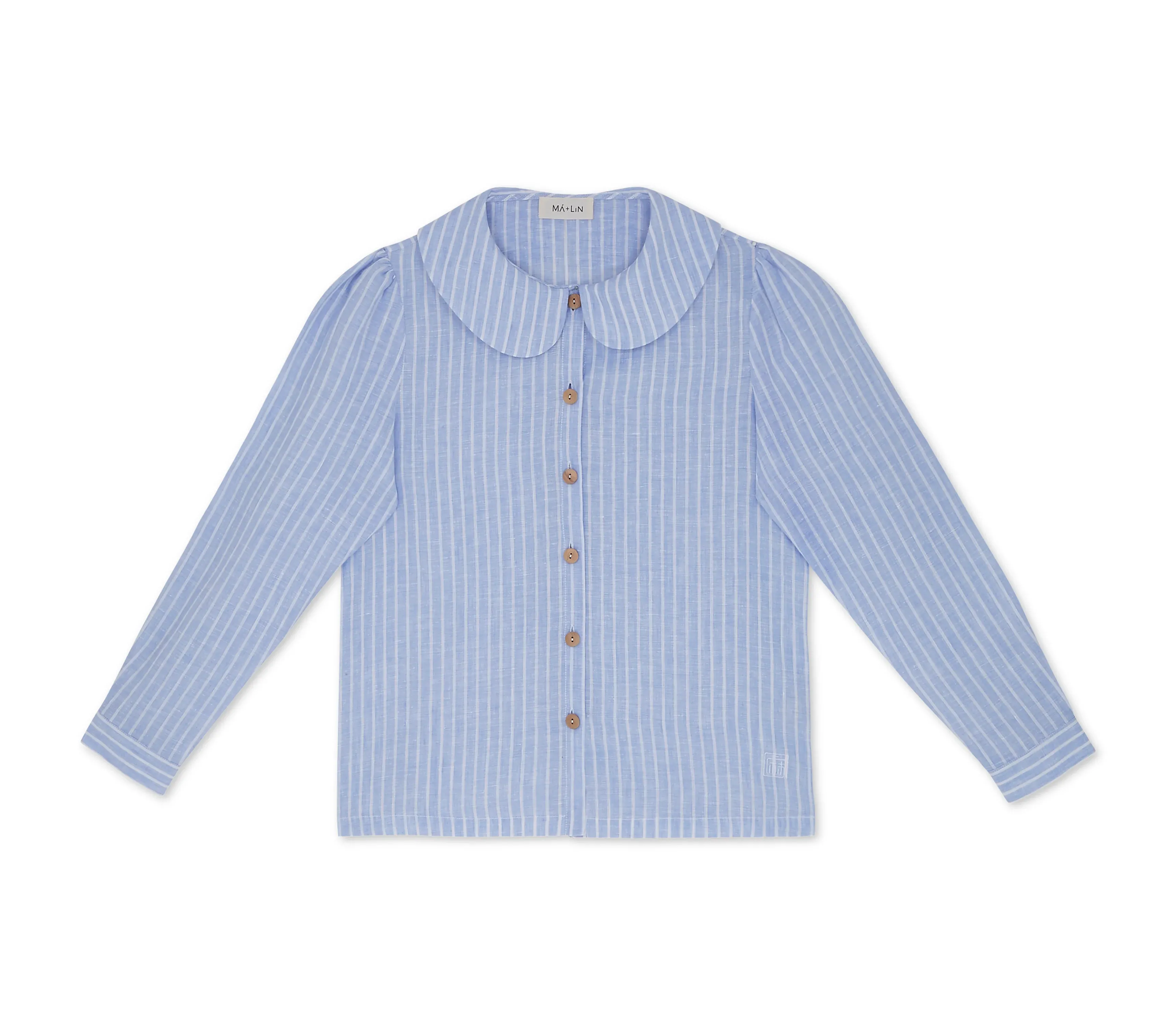 Claudine Linen Blouse in Baby Blue Stripe by Ma   Lin