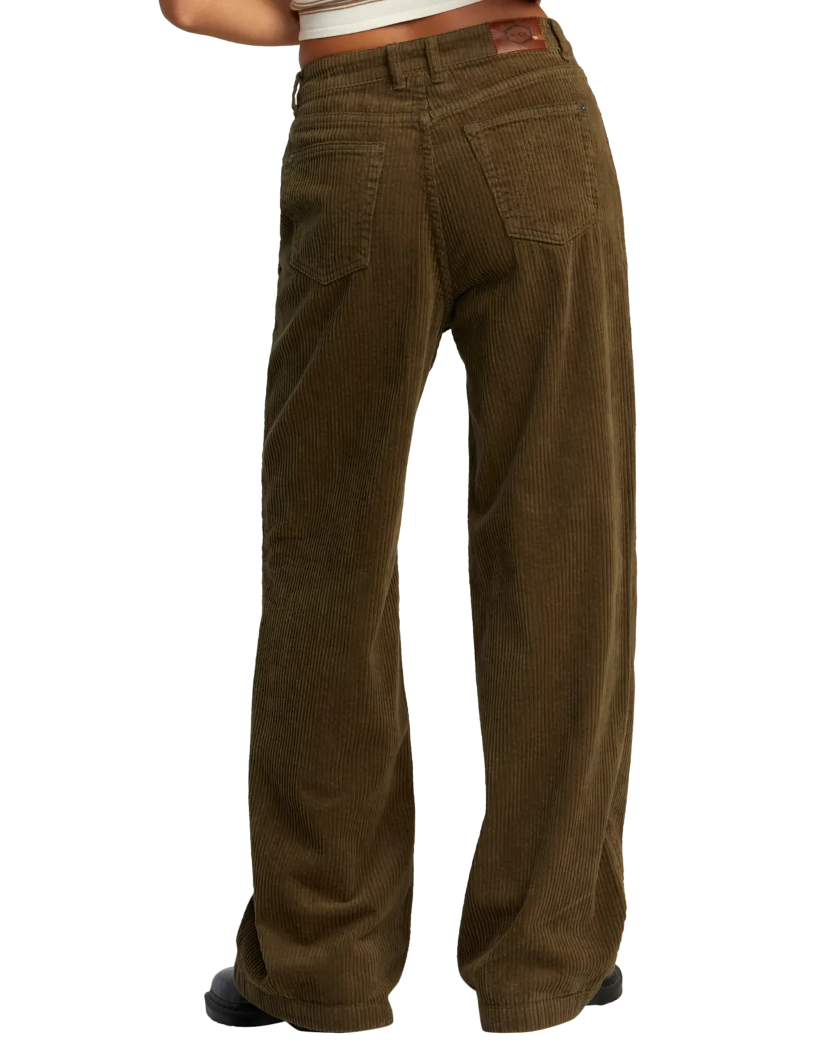 Coco Corduroy Wide Leg Trousers in Dark Olive