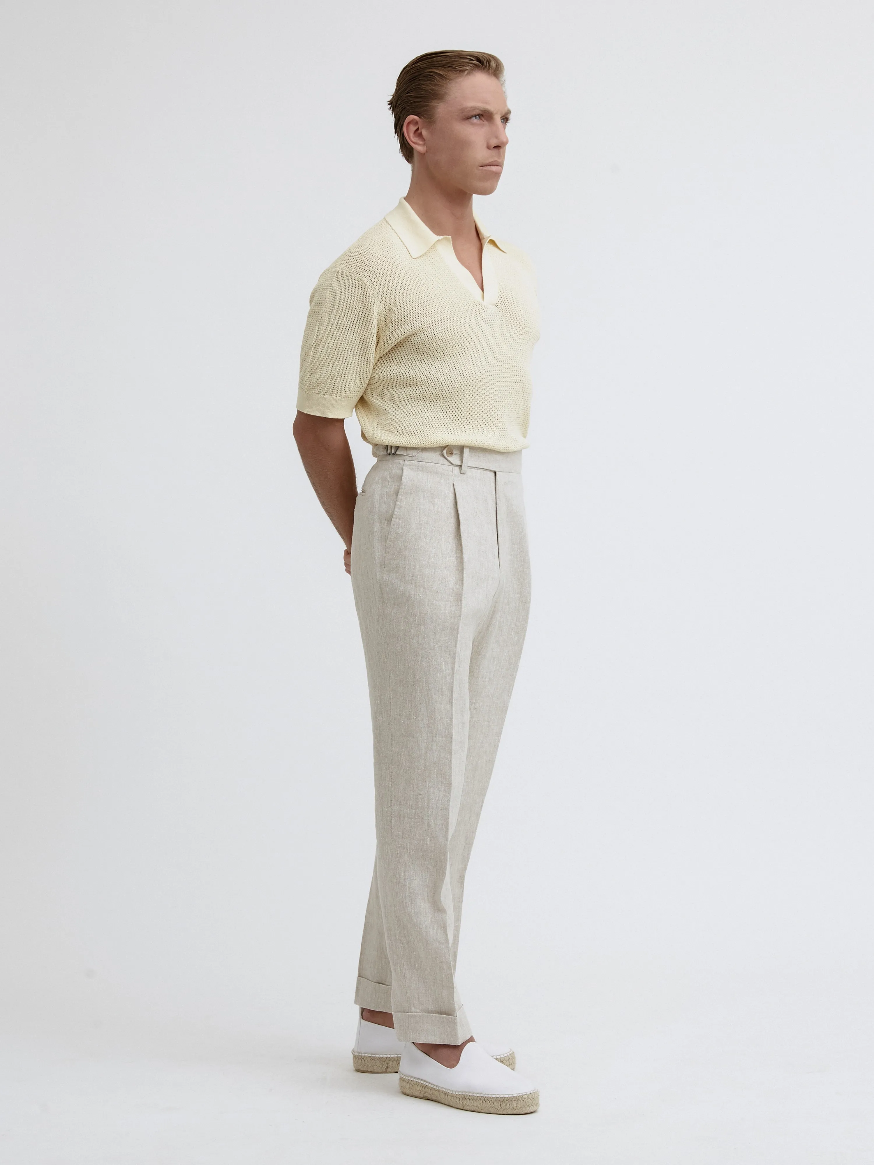 Cream Beige Linen Oscar Trousers