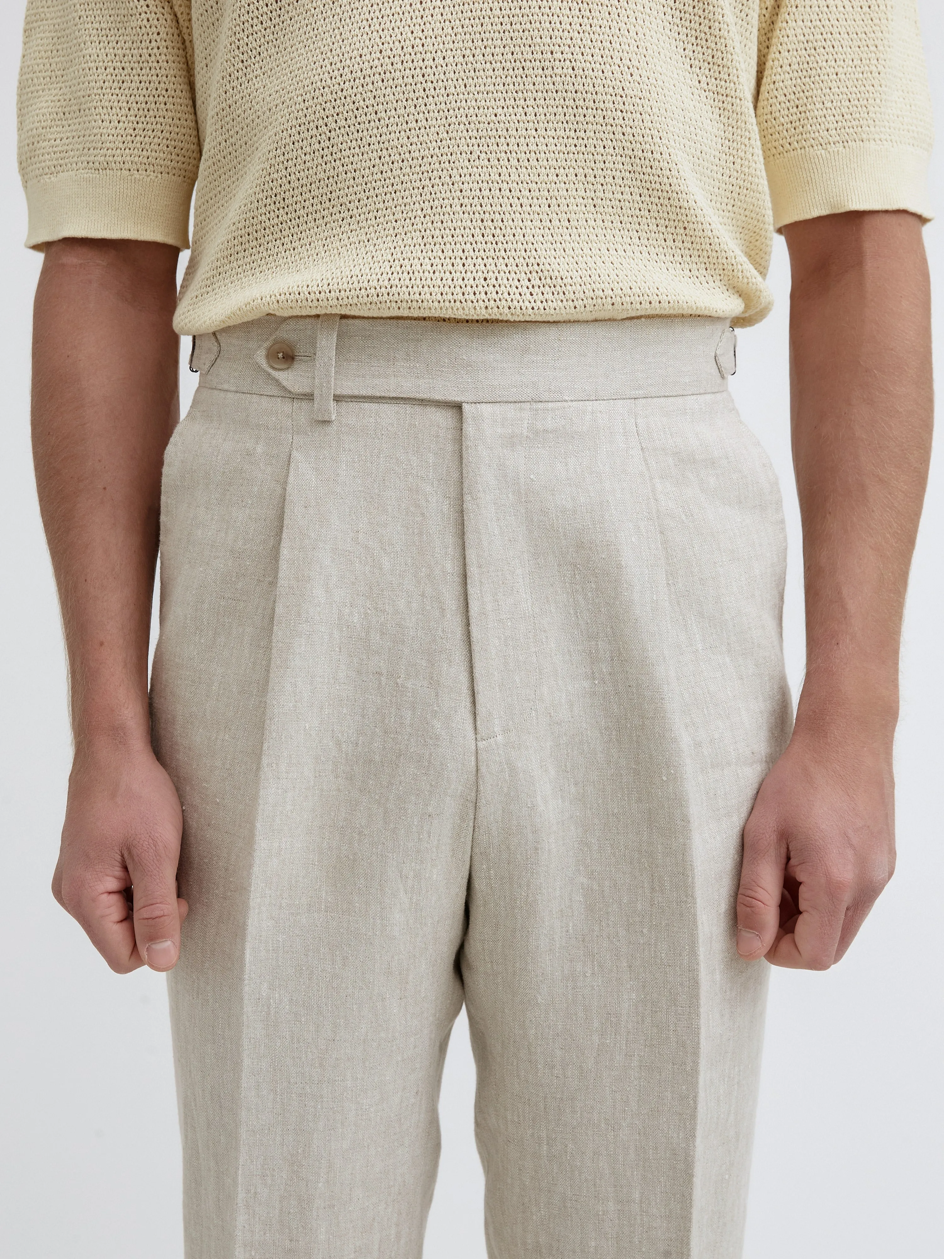 Cream Beige Linen Oscar Trousers