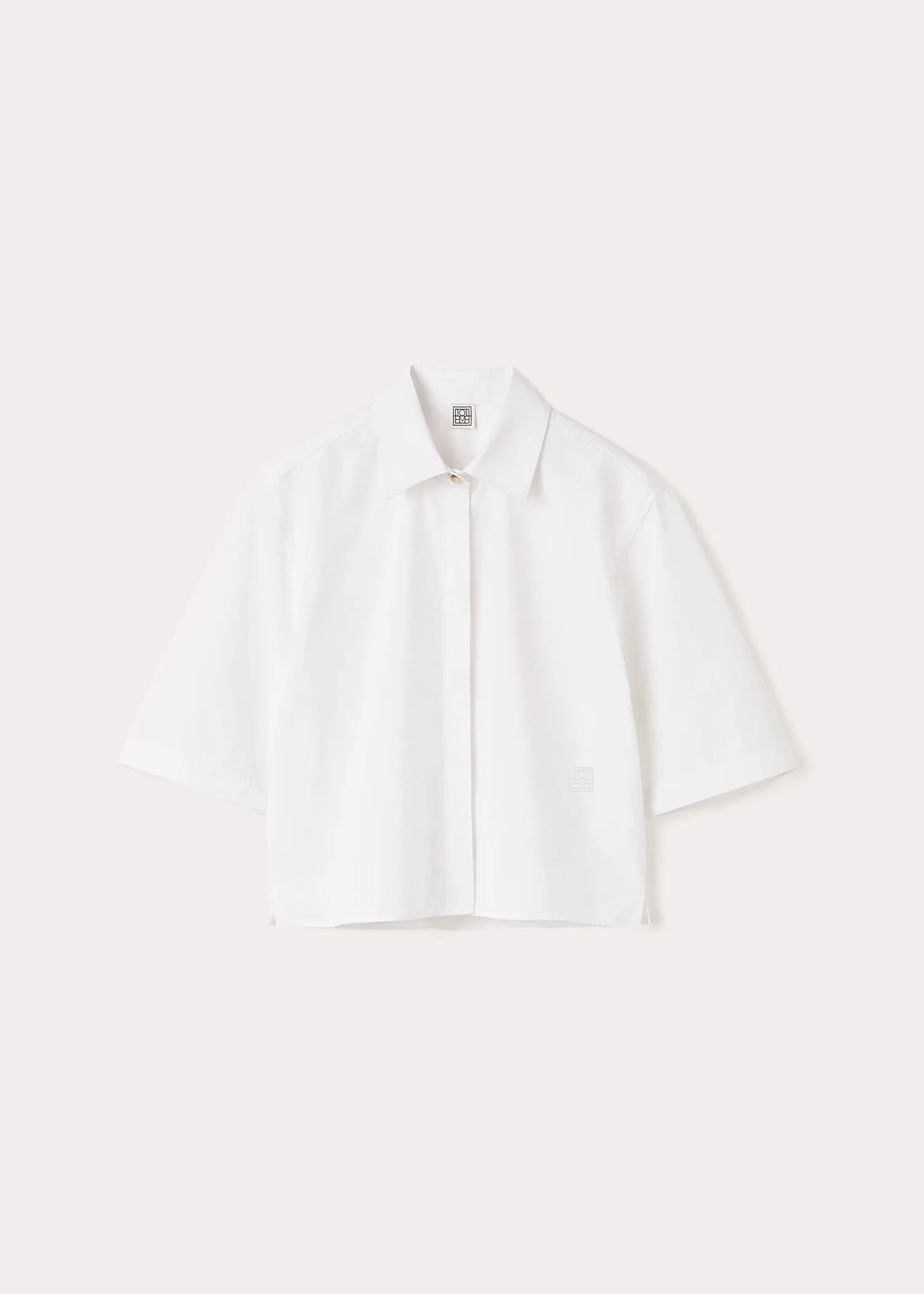 Cropped cotton-poplin shirt white