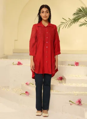 Deep Red Collared Tunic