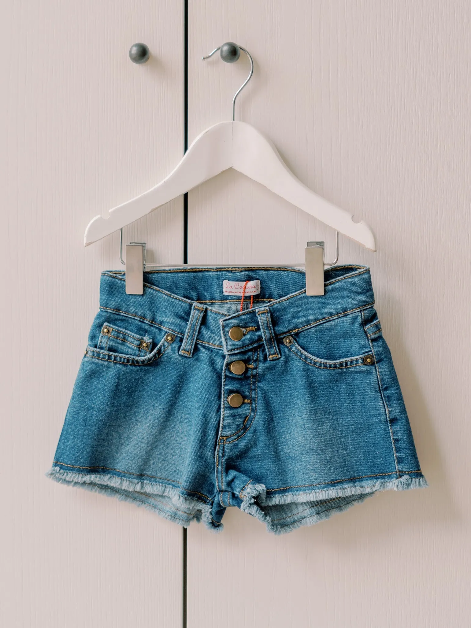 Denim Blue Fleca Girl Cotton Shorts