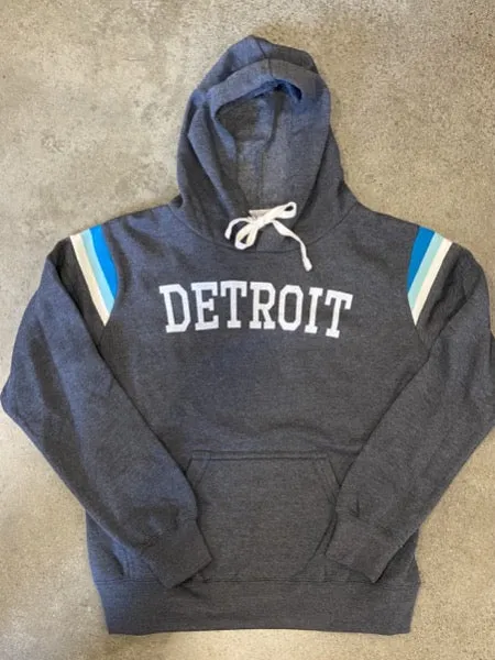 Detroit Collegiate Arch Hooded Pullover /  White   Charcoal / Unisex