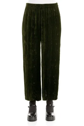 Devoré Stripes Khaki Silk Velvet Trousers