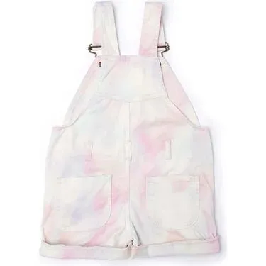 Dotty Dungarees Tie Dye Pink Rainbow Overall Shorts