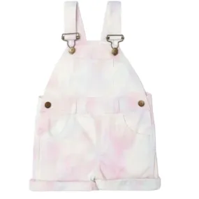 Dotty Dungarees Tie Dye Pink Rainbow Overall Shorts