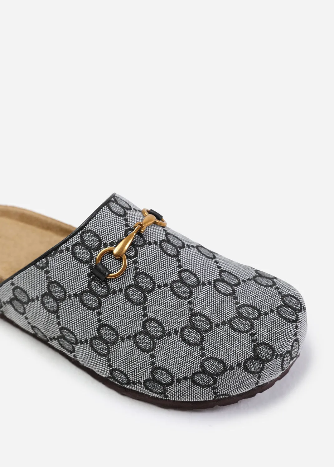 DUBLIN OPEN BACK SLIP ON LOAFER WITH GOLD DETAIL IN GREY