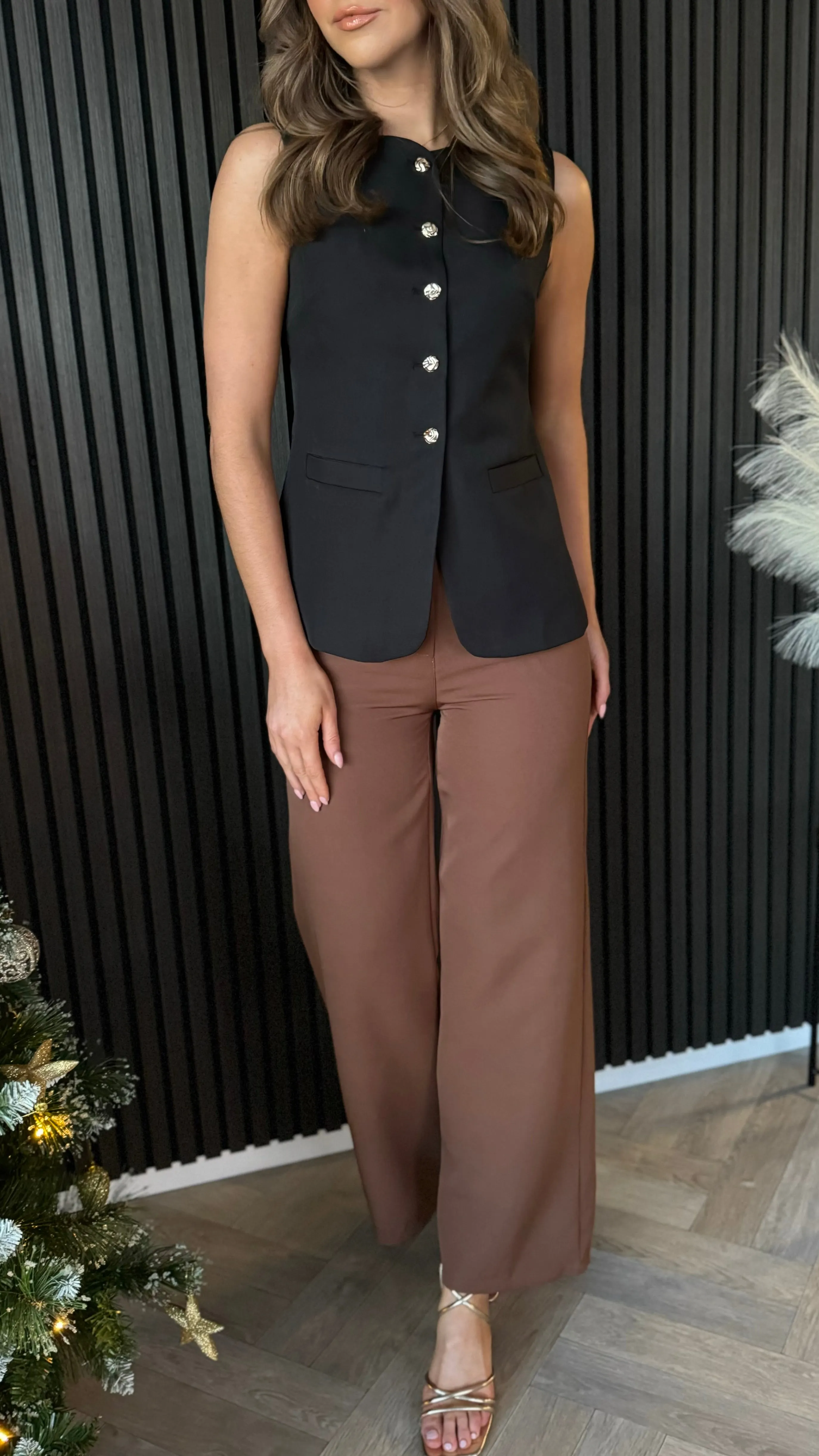 Effie Chocolate Brown Wide Leg Trousers