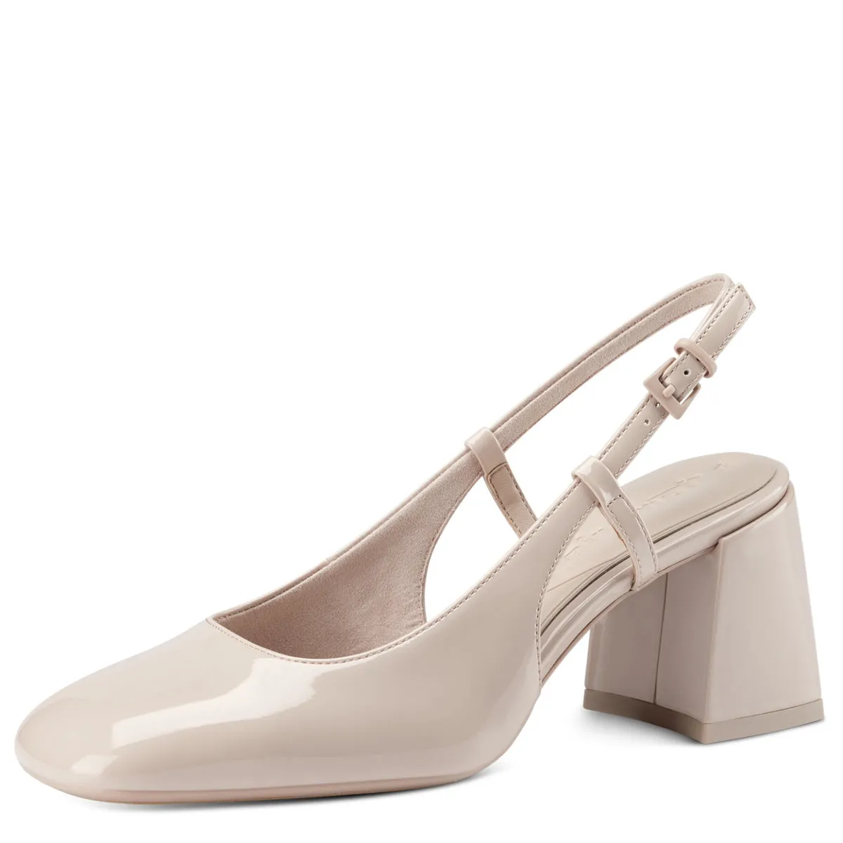 Elegant Nude Slingback Block Heel