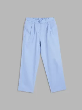 Elle Kids Girls Blue Solid Relaxed Fit Trouser