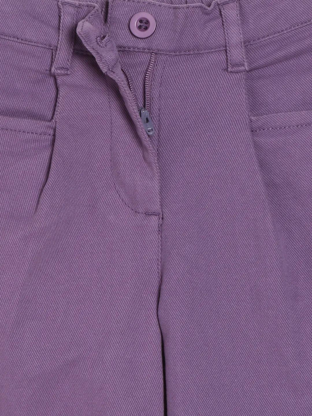 Elle Kids Girls Purple Solid Relaxed Fit Trouser