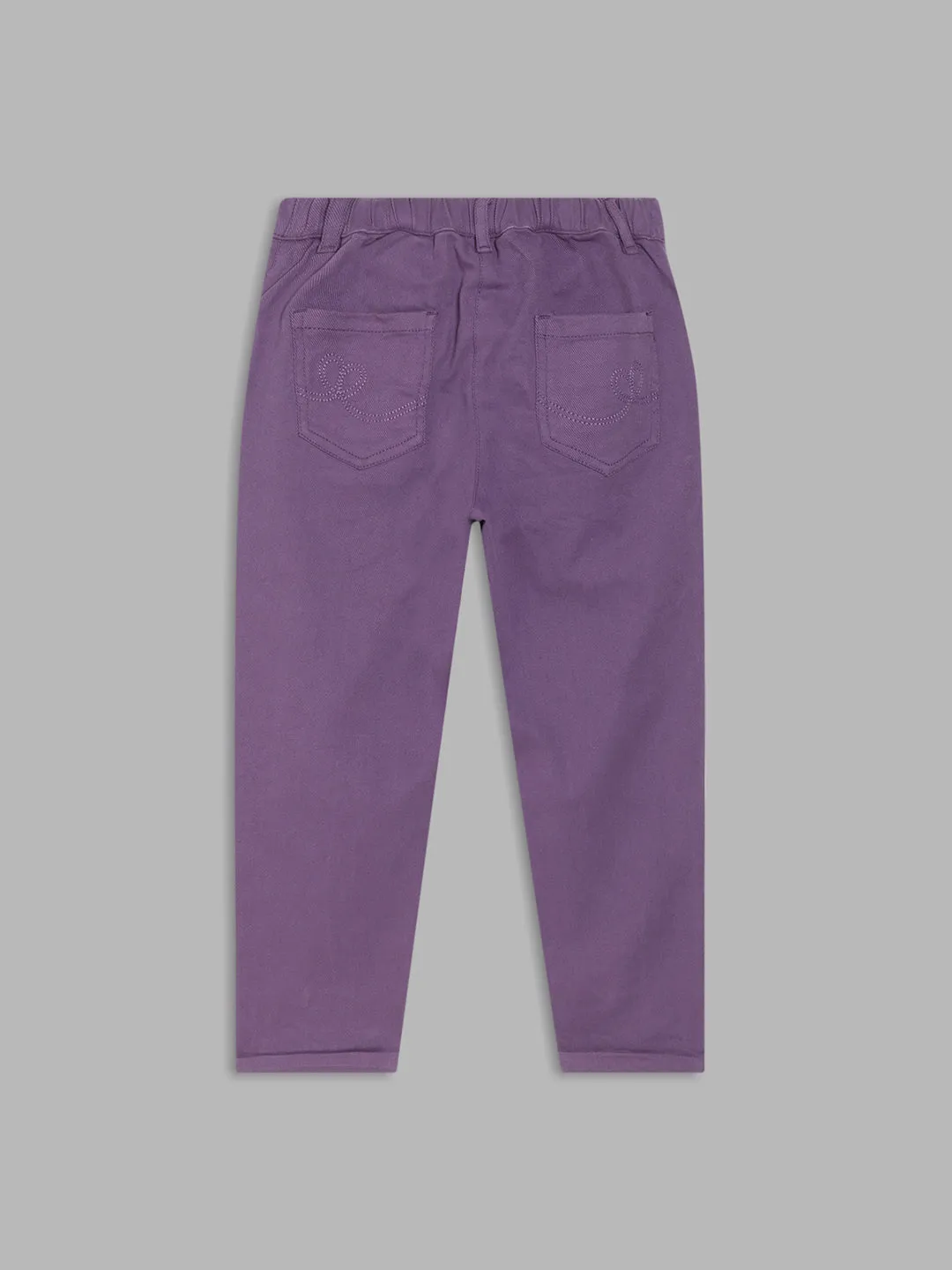 Elle Kids Girls Purple Solid Relaxed Fit Trouser