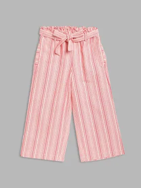 Elle Kids Girls Red Striped Straight Fit Trouser