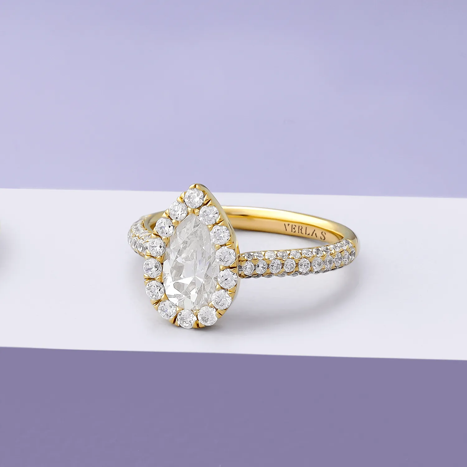 Embellished Iconic Dewdrop Halo Ring