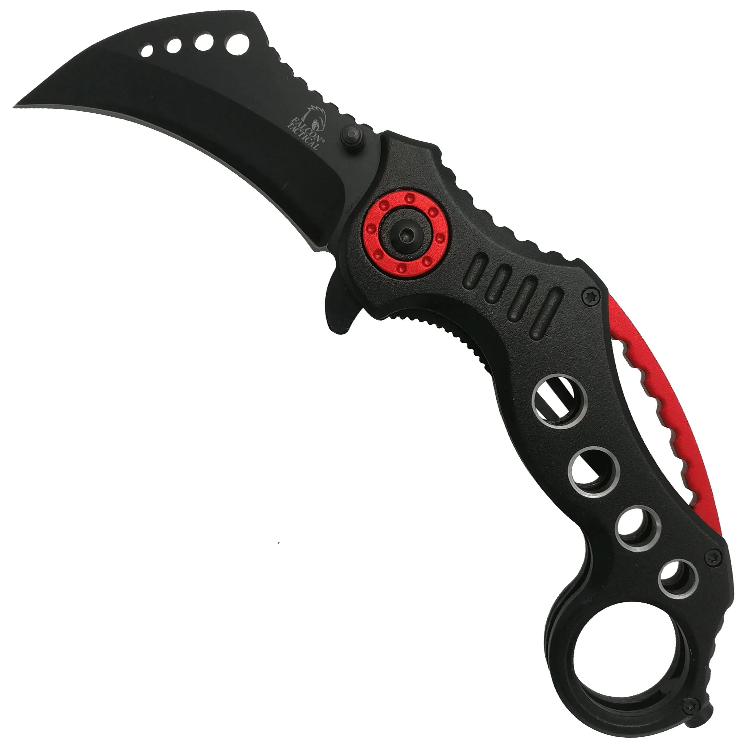 Falcon 7 1/2" Overall Black and Red Pocket Knife