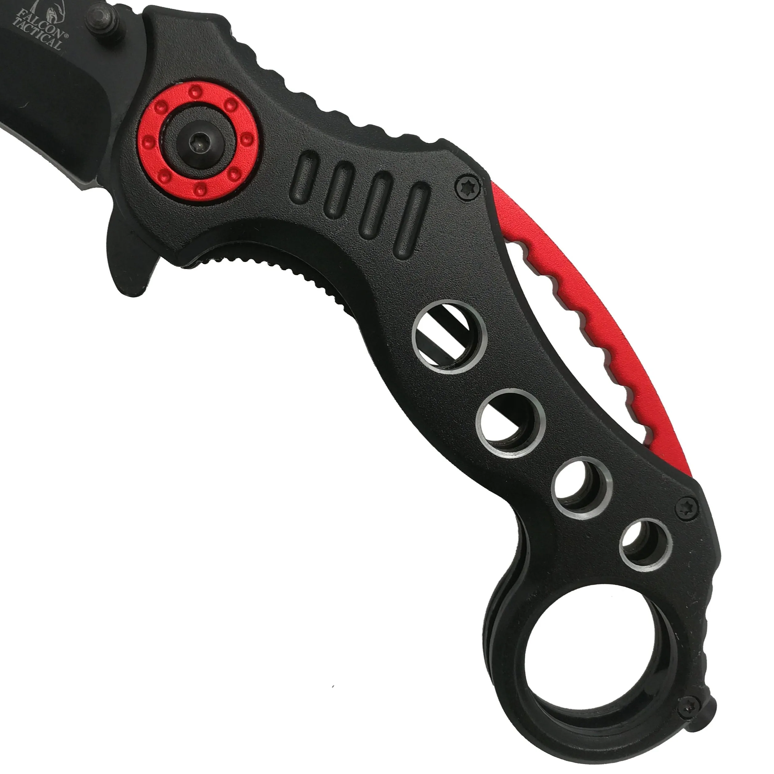 Falcon 7 1/2" Overall Black and Red Pocket Knife