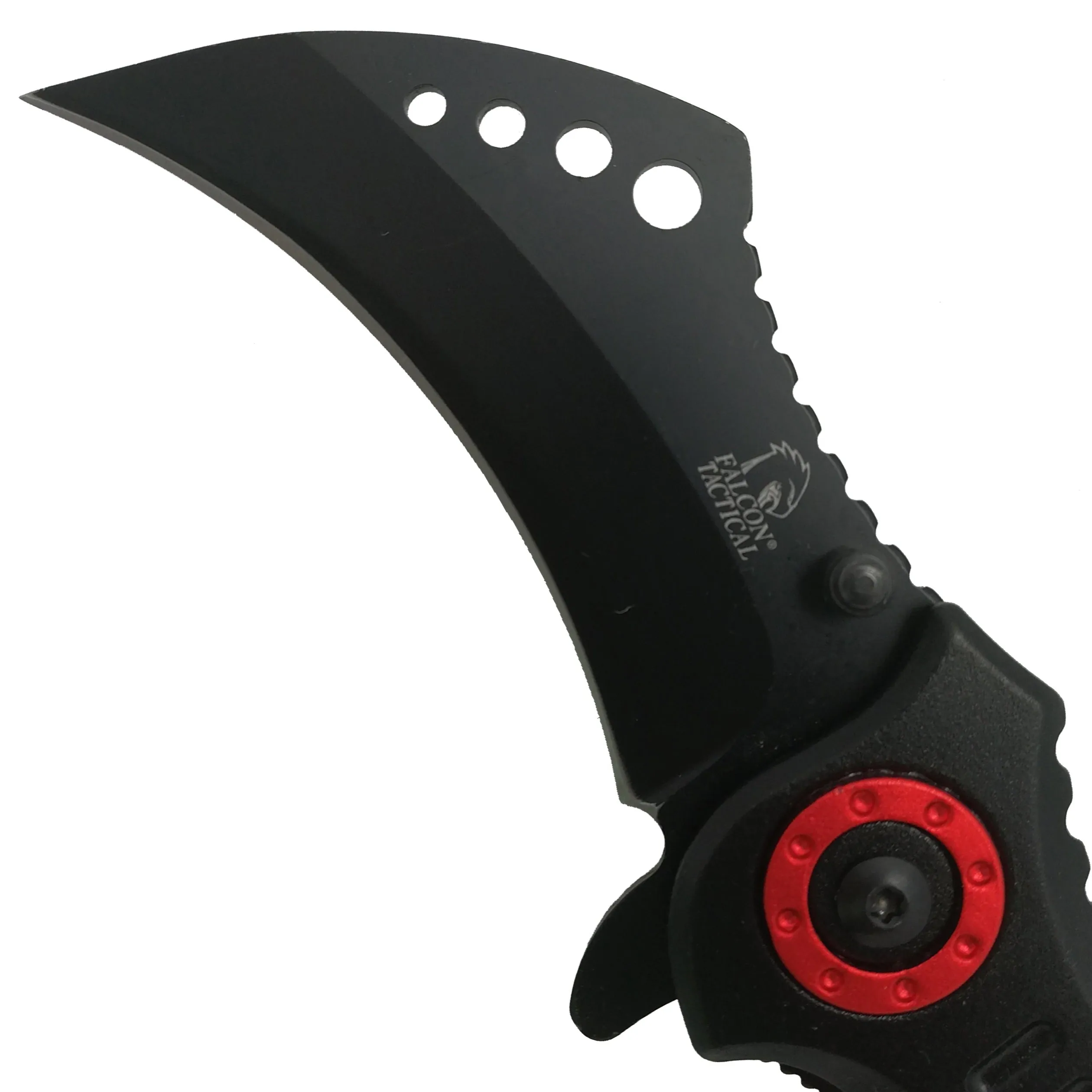 Falcon 7 1/2" Overall Black and Red Pocket Knife