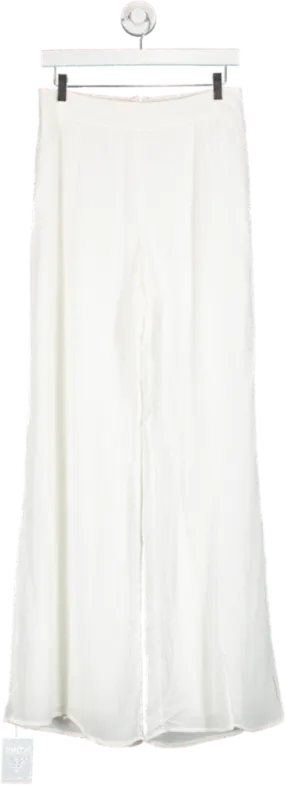 Fashion Nova White Wide-Leg Trousers Size UK M