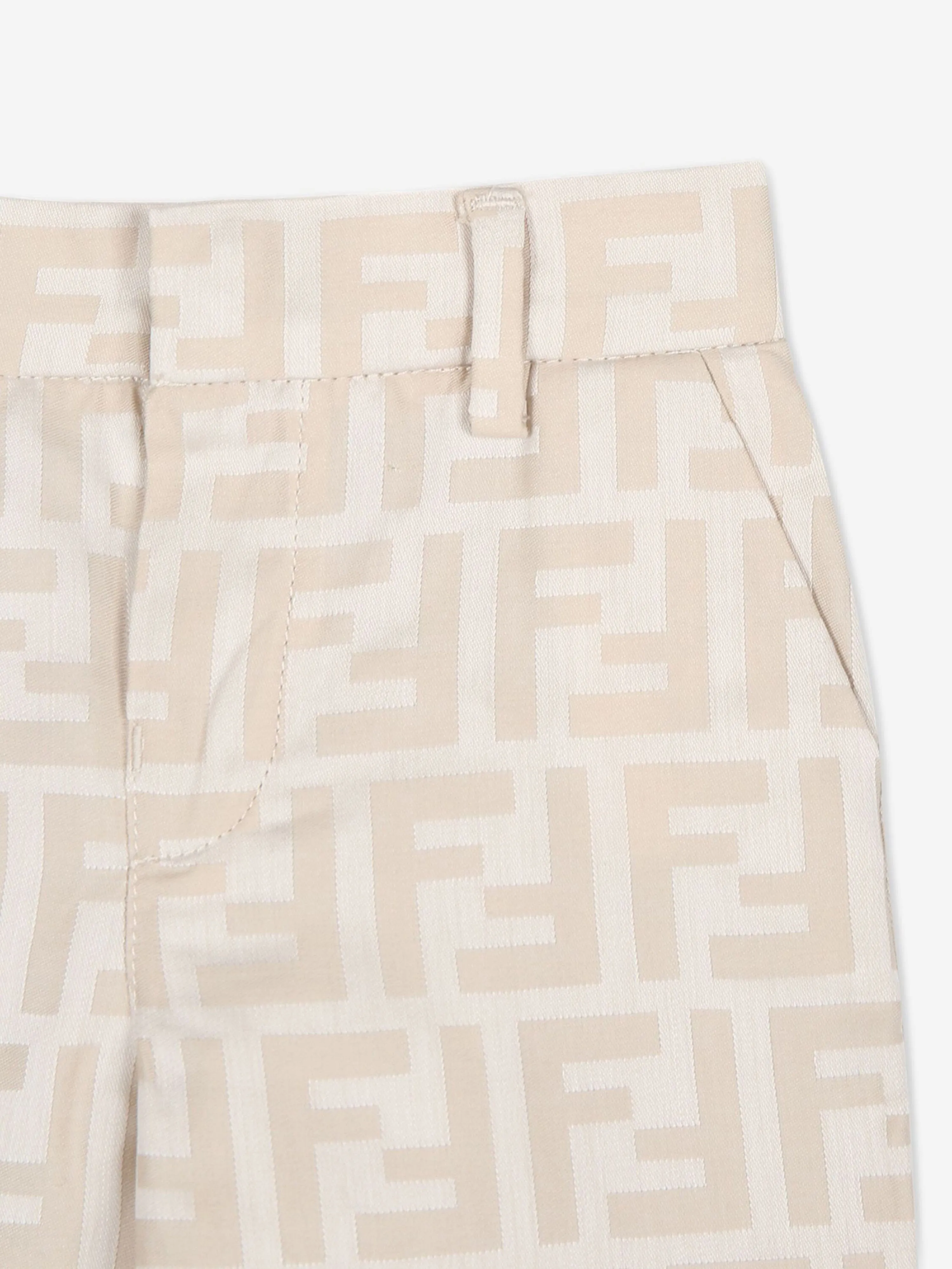 Fendi Baby Boys FF Jacquard Trousers in Beige