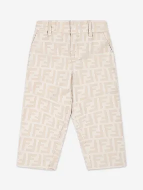 Fendi Baby Boys FF Jacquard Trousers in Beige