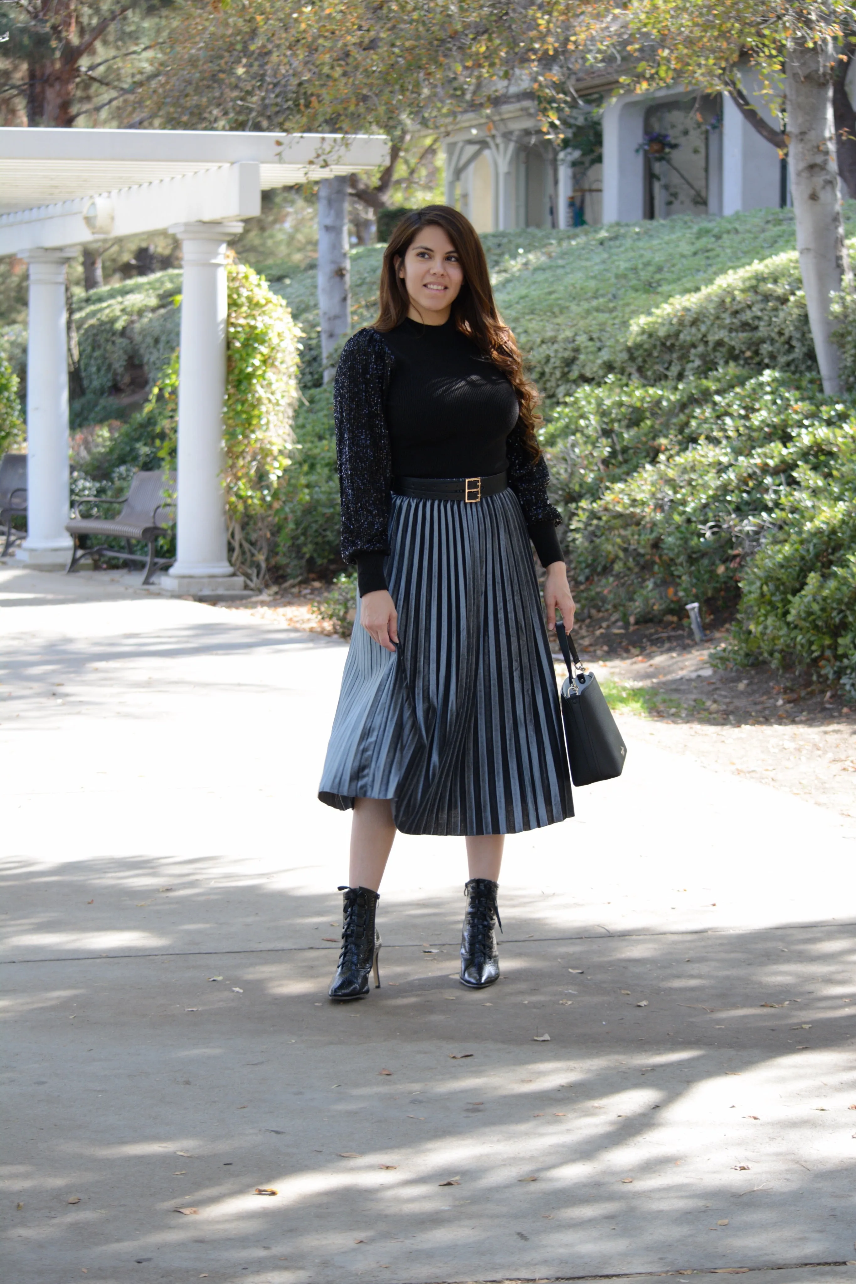 Florence Blue Velvet Skirt