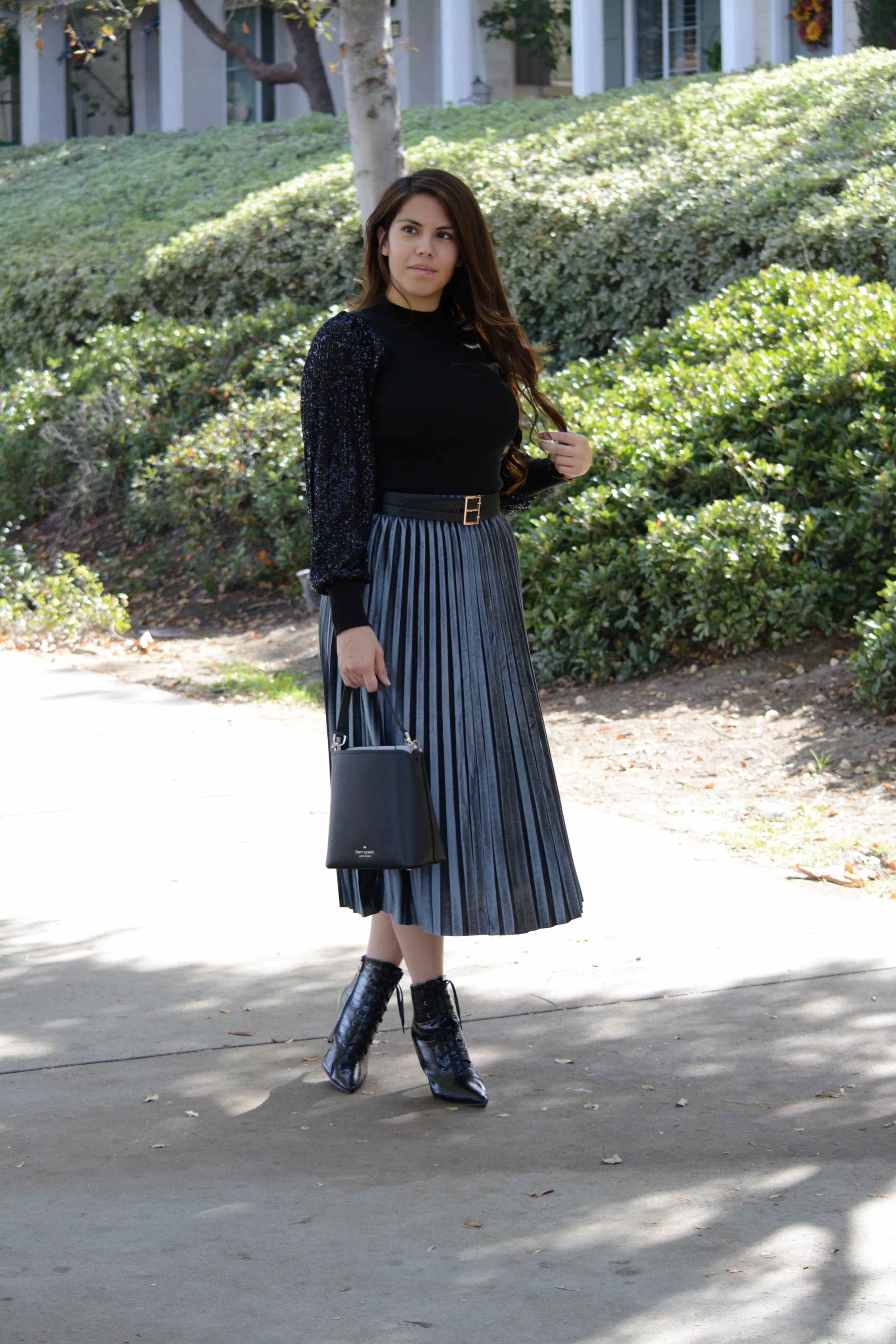 Florence Blue Velvet Skirt