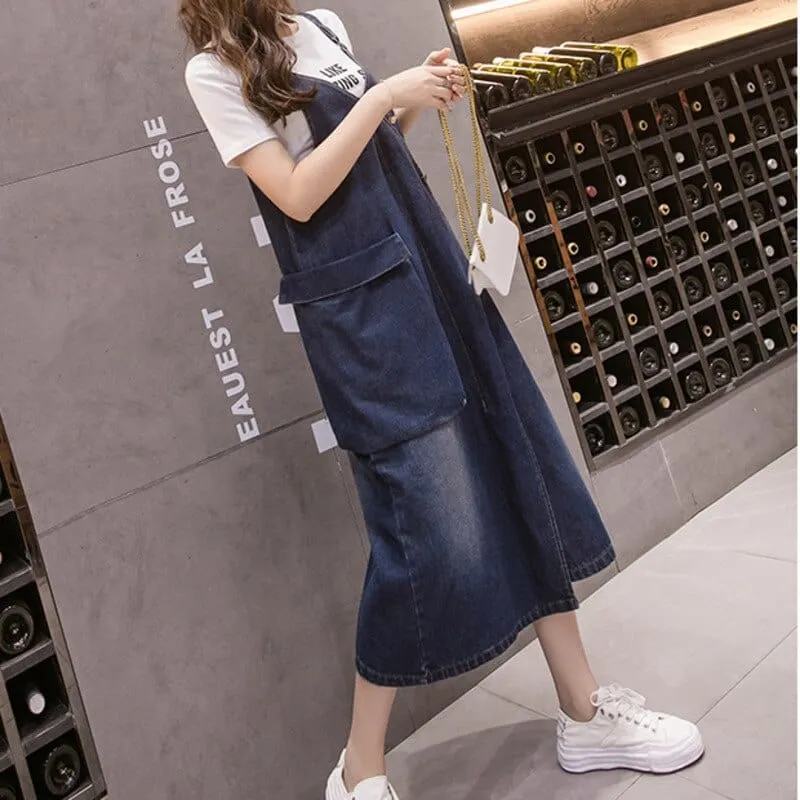 Free Flowing Denim Overall Dress