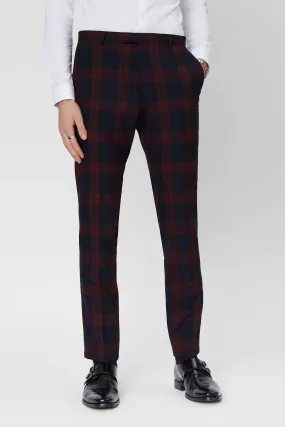 Ginger Skinny Fit Burgundy Tartan Trousers