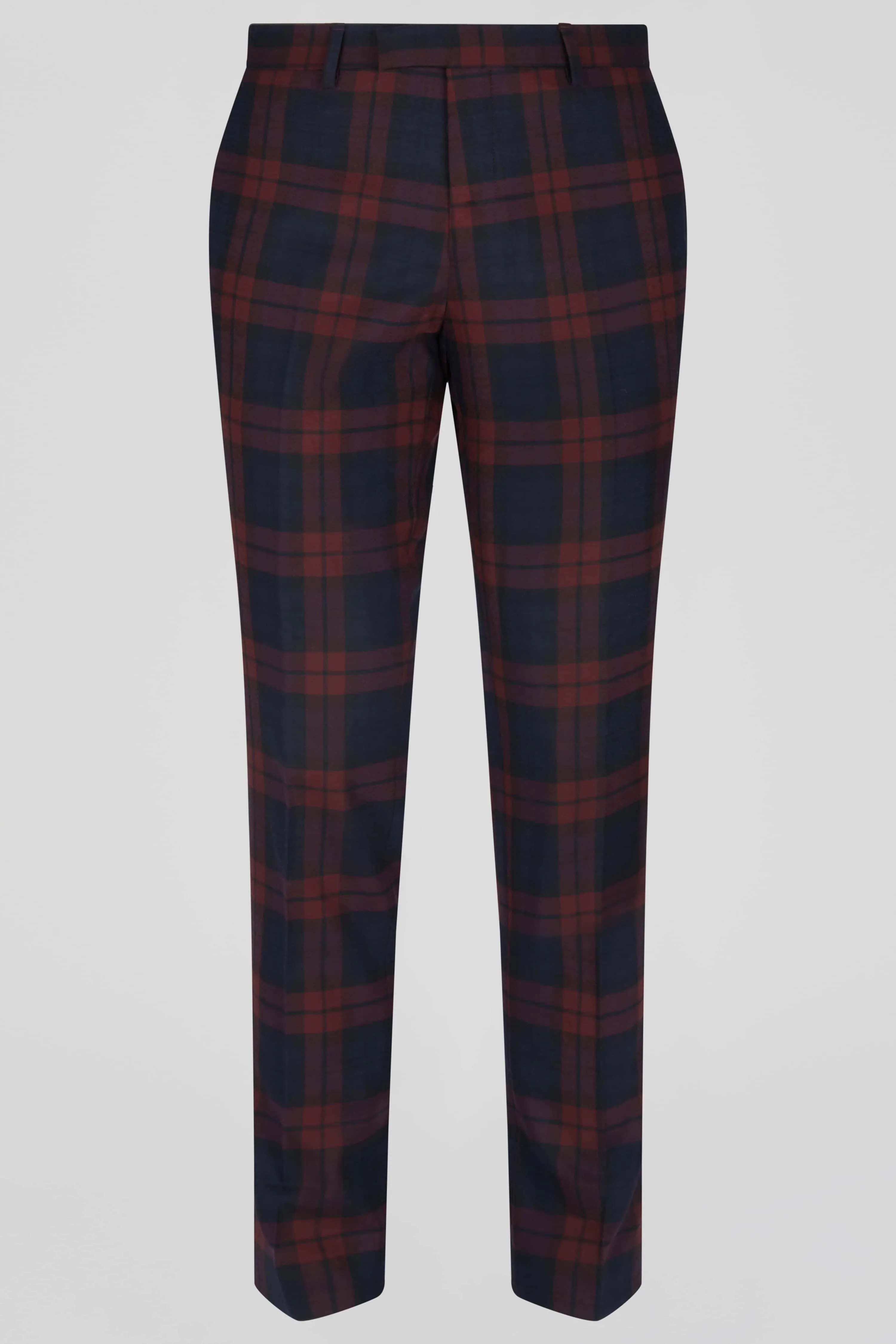 Ginger Skinny Fit Burgundy Tartan Trousers