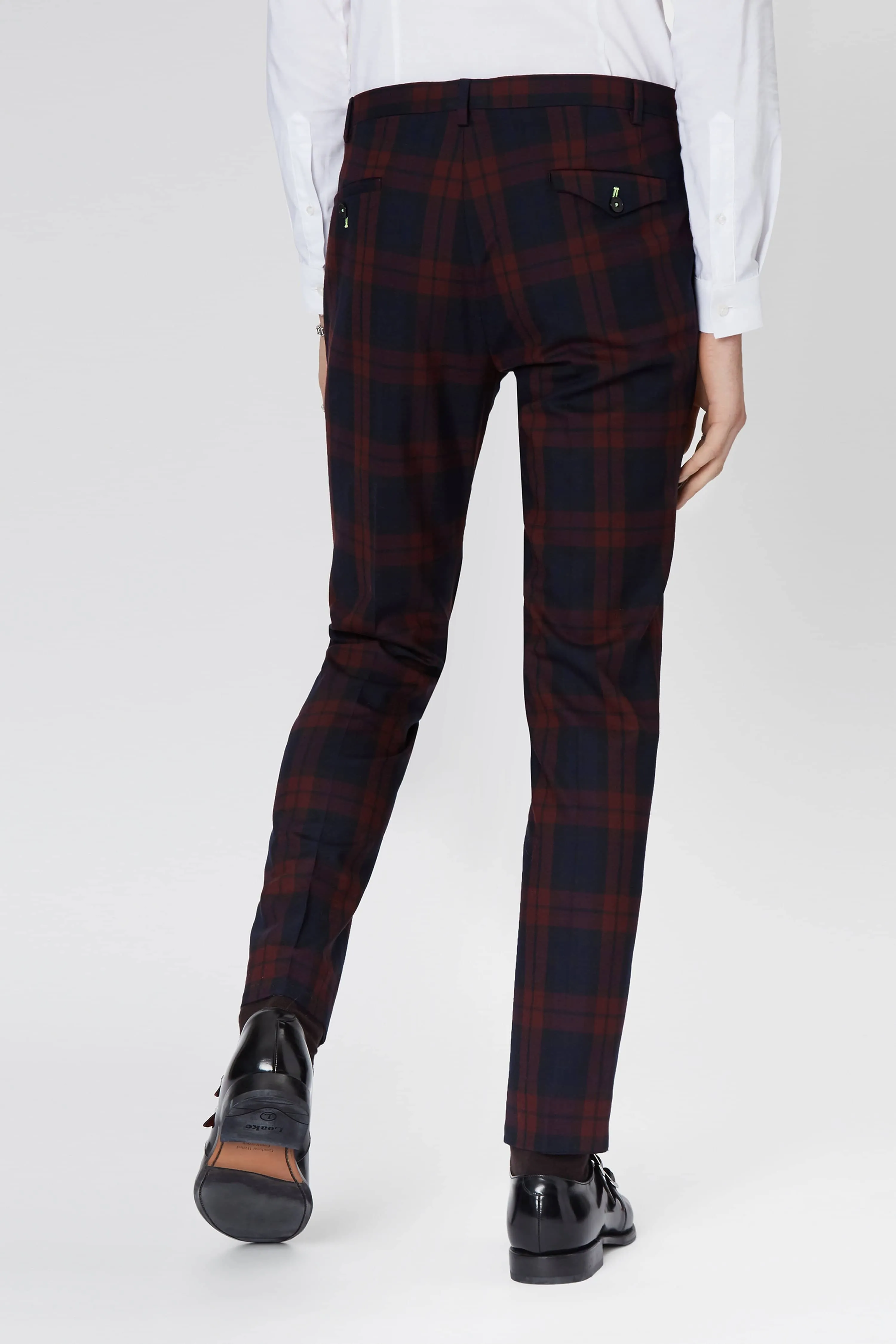 Ginger Skinny Fit Burgundy Tartan Trousers