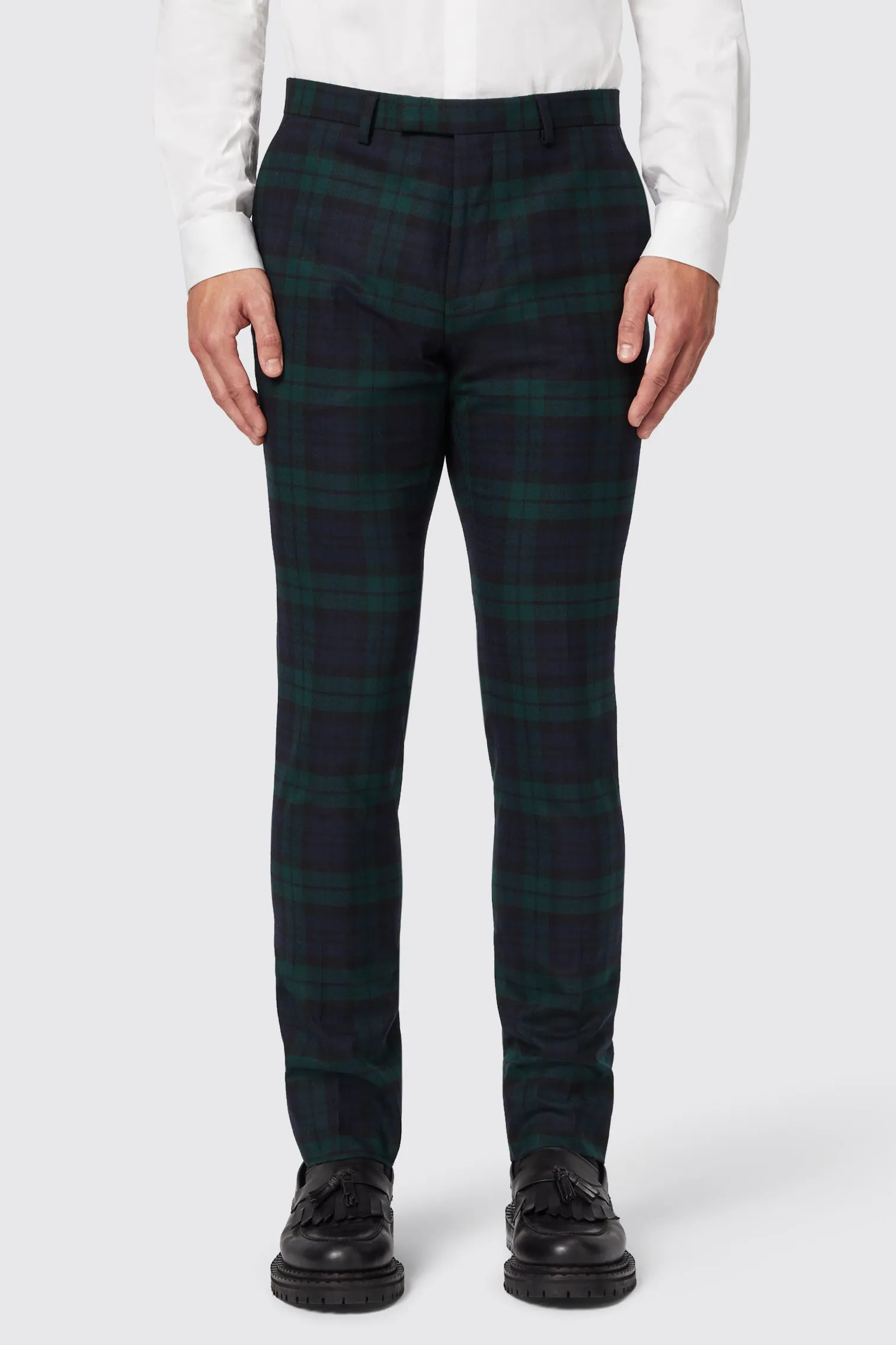 Ginger Skinny Fit Green Tartan Trousers