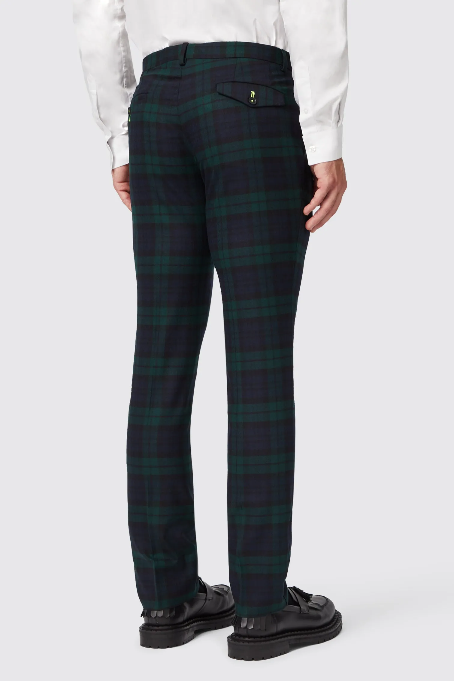 Ginger Skinny Fit Green Tartan Trousers